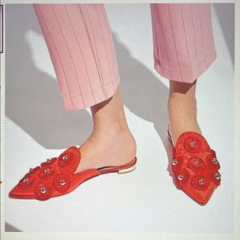 Aquazzura Sunflower Embellished Moire Flat- LIKE NEW